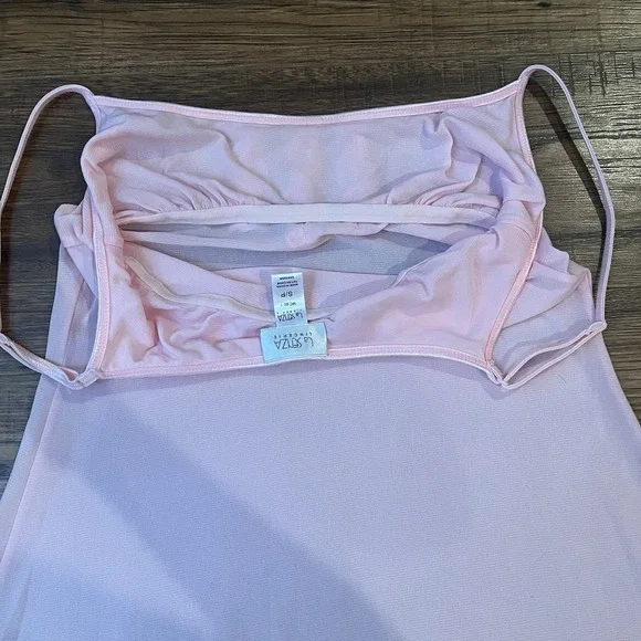 La‎ Senza Mesh Pink Slip Dress Ruffle Sleeveless Lettuce Trim Y2K Coquette Small - Picture 8 of 10